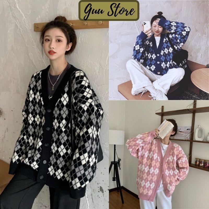 Áo Cardigan- Áo Khoác Len Nữ Kẻ Caro Dày Dặn Phong Cách Hàn Quốc Ulzzang Dễ Thương ACL01