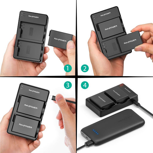 Bộ 2 Pin + Sạc Đôi RAVPower Canon LP-E8 Cho Canon 550D, 600D, 650D, 700D