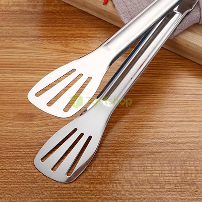 Dụng cụ kẹp gắp đá, gắp thức ăn, đồ nướng BBQ 3 đường kẻ cách nhiệt bằng inox 304