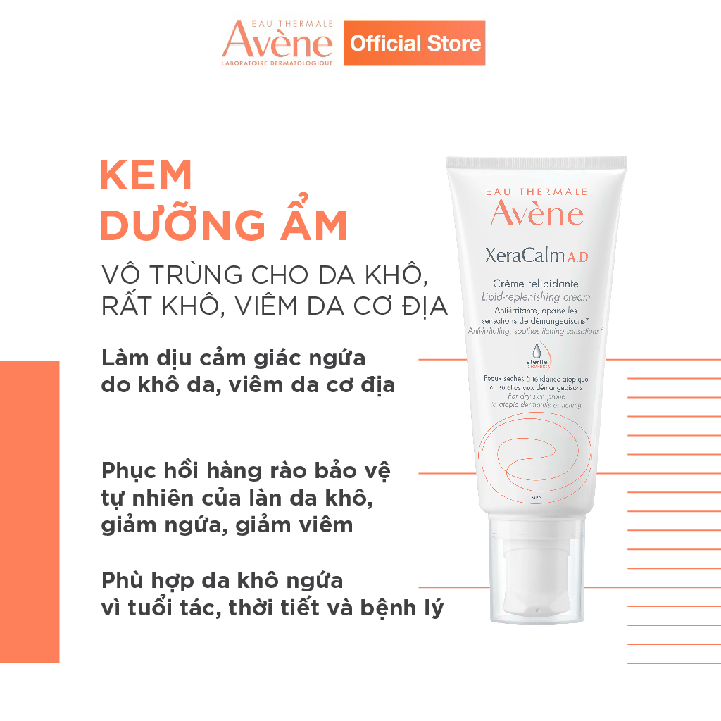 Kem dưỡng ẩm vô trùng cho da khô, rất khô, viêm da cơ địa AVÈNE XERACALM A.D CREAM 200ml