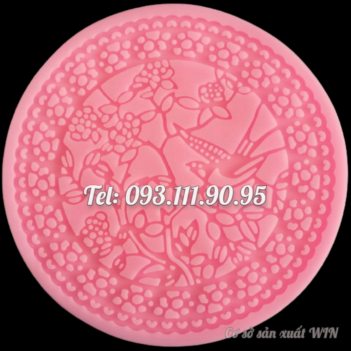 Khuôn silicon làm bánh, rau câu, fondant hoa văn nền bánh chim bồ câu - Loại 13 cm - Mã số 1621