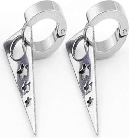 Bộ 2 chiếc bông tai titan khoen tròn tam giác korea BT119