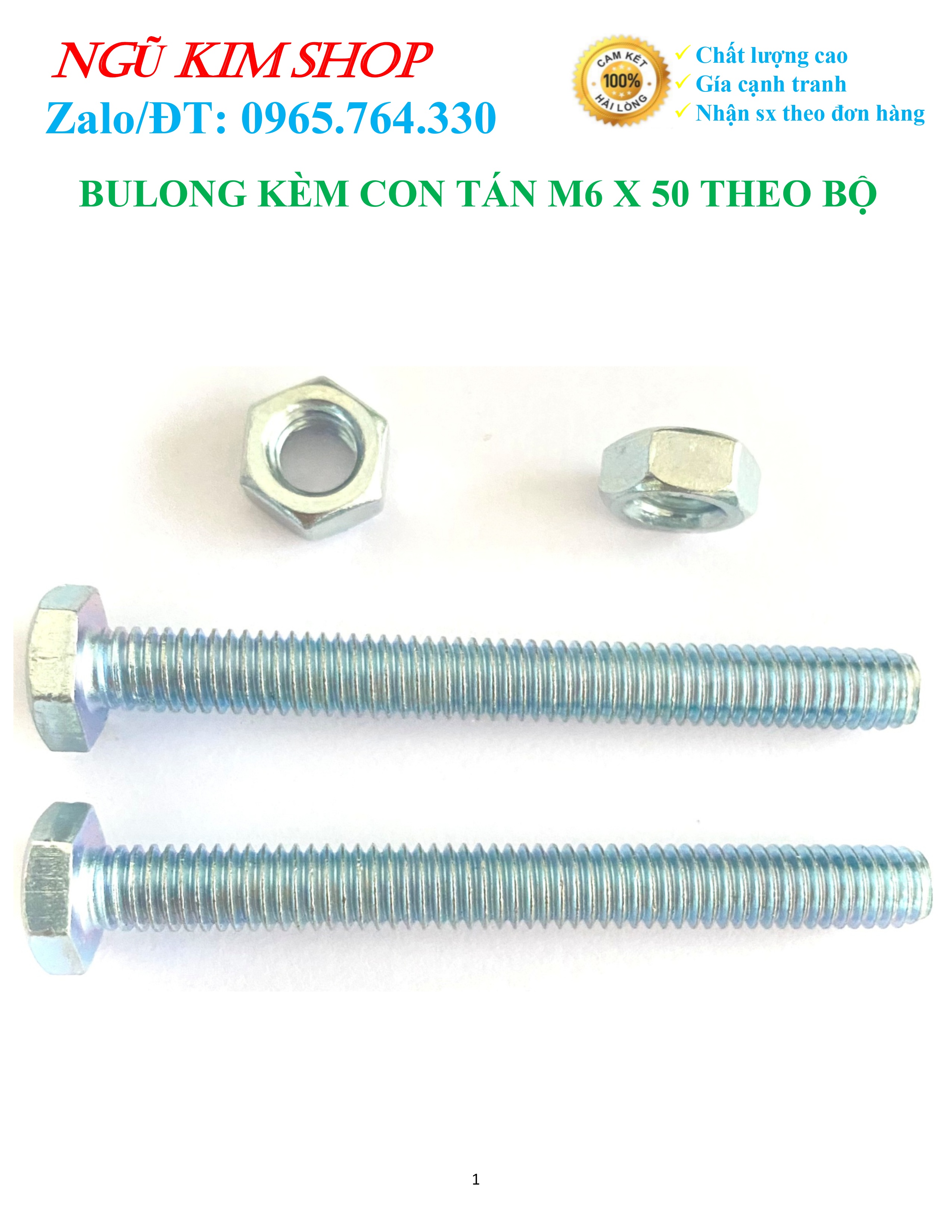 BULONG KÈM CON TÁN M6 x 50 THEO BỘ