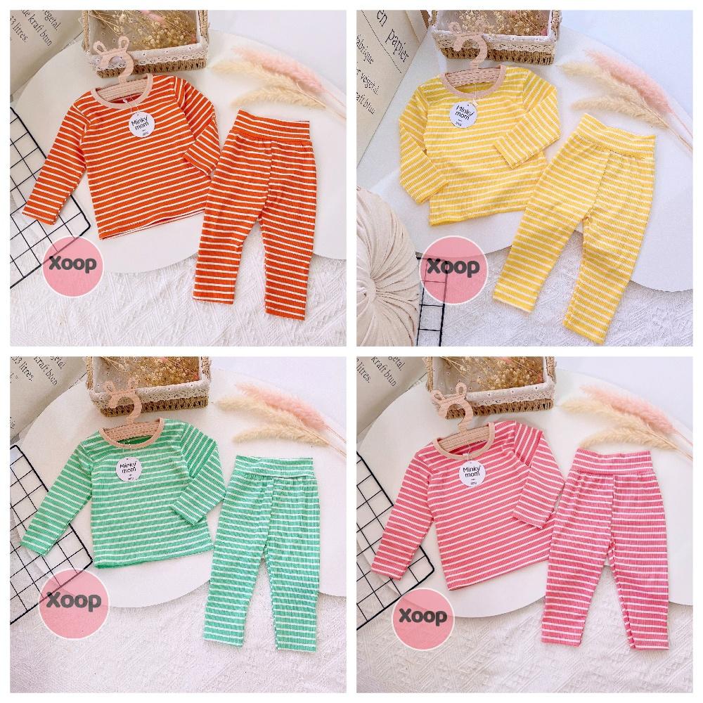 Bộ Dài Tay Kẻ Gân Cạp Cao Hàng Minky Mom Cho Bé Shop Phúc Yến