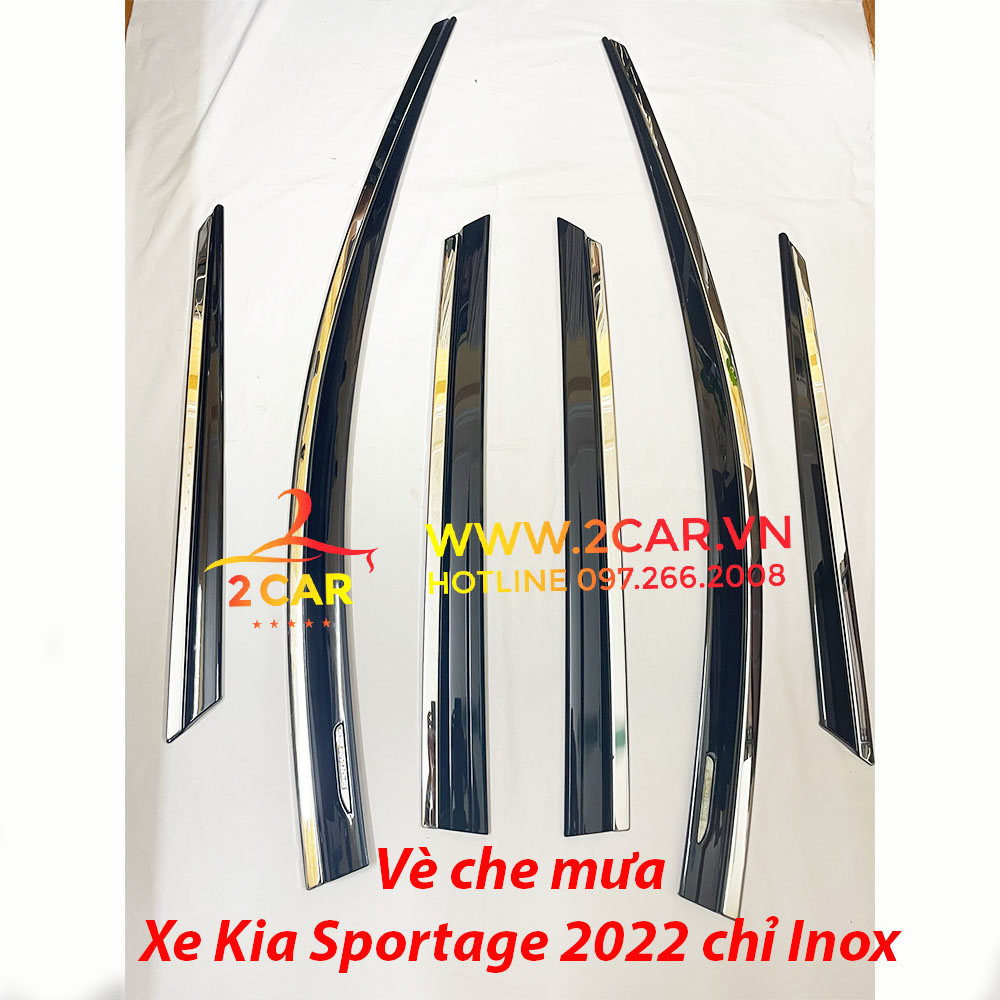 Vè che mưa xe Kia Sportage 2022 2023, viền chắn mưa xe Kia Sportage 2022 Chỉ Inox MẪU 6 CHI TIẾT cao cấp
