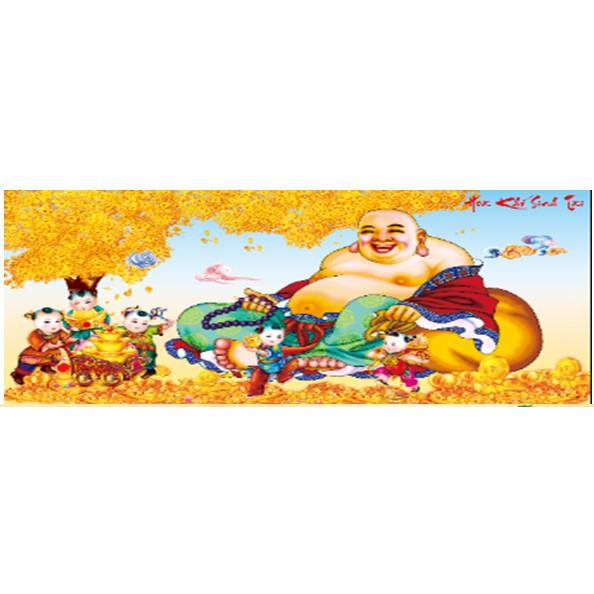 Tranh đính đá phật di lặc tiền vàng YN5266 105 x 57 cm chưa đính
