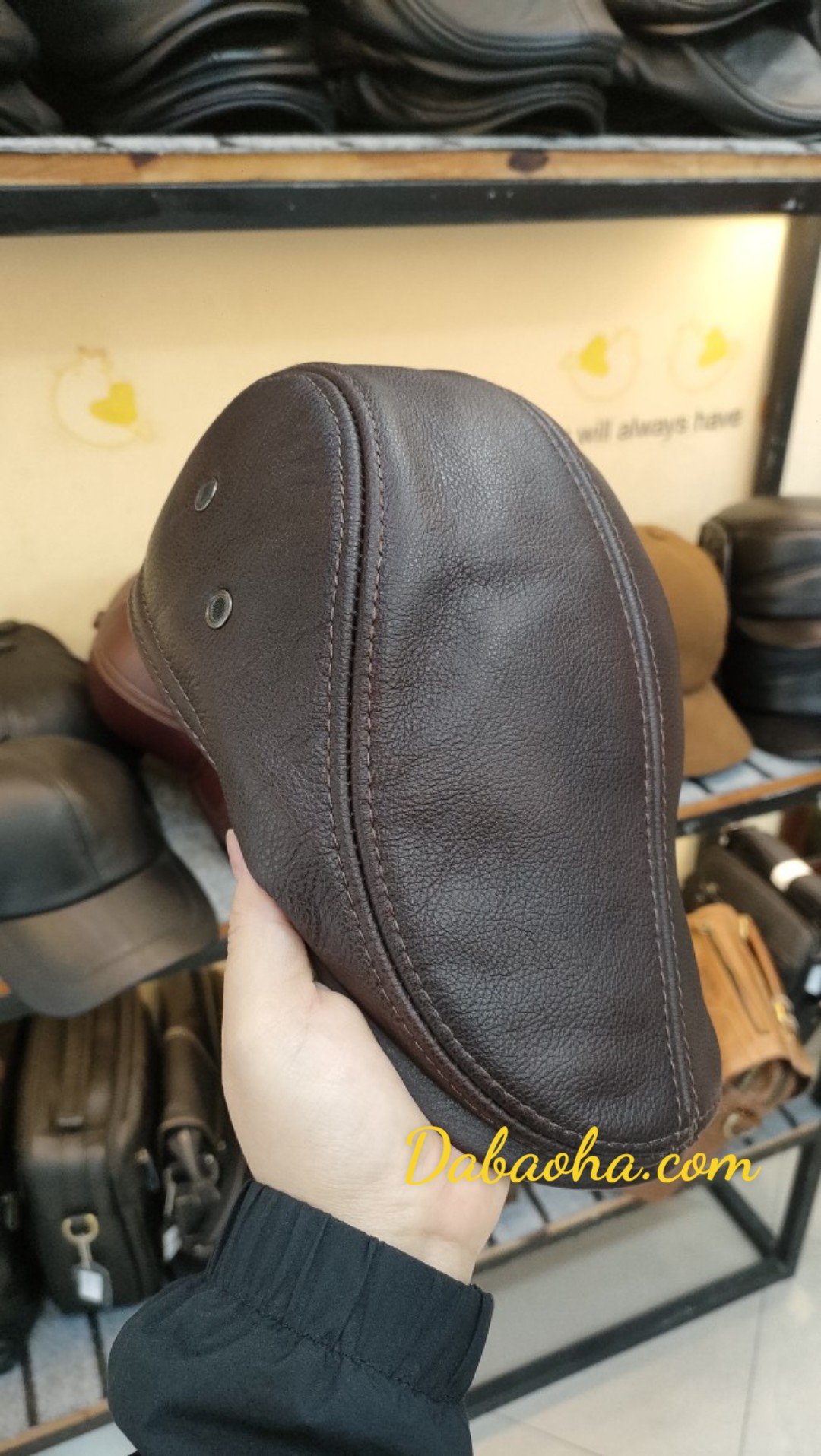 Mũ bê rê nam da bò có che tai BHY1971 Nón beret da trung niên có size, vừa vòng đầu 55-60cm