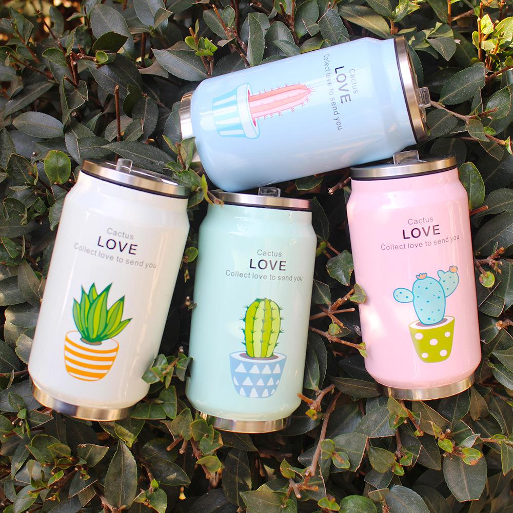 Dễ Thương Vật Có Hoa Văn Ống Hút Giữ Nhiệt Cốc Chân Không Bình Giữ Nhiệt Bình Sữa Cho Trẻ Em Lon Cốc Thermocup 300Ml