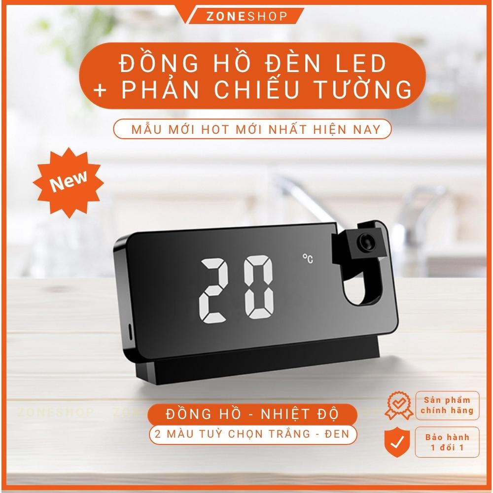 Đồng hồ báo thức LED để bàn ZONEHOUSE, phản chiếu đèn led trên tường, đo nhiệt độ, đa chức năng