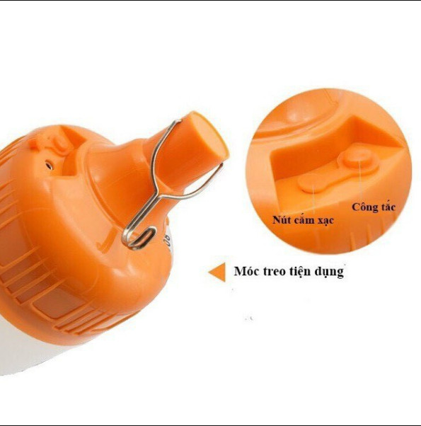 Bóng đèn tích điện 100W 150W sạc pin qua cổng usb ánh sáng Led sáng liên tục từ 6-8h chịu nắng mưa