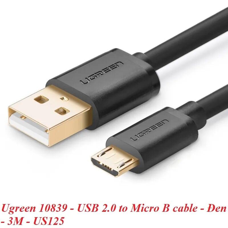 Ugreen UG10839US125TK 3M màu Đen Cáp sạc truyền dữ liệu USB 2.0 sang MICRO USB lõi đồng - HÀNG CHÍNH HÃNG