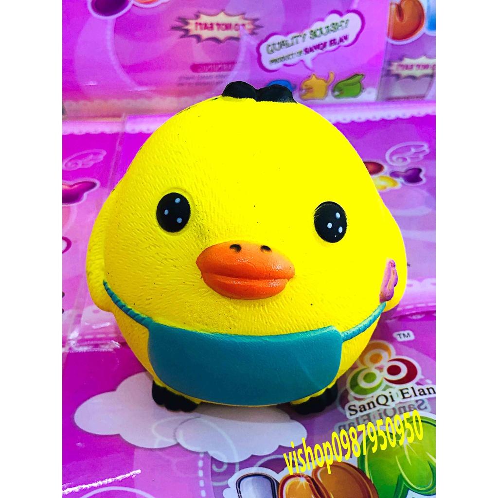 Đồ Chơi Squishy Hình Con Gà Vui Nhộn Squishy gà con Đeo Yếm Xanh