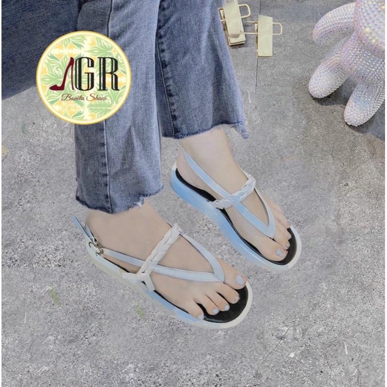 Sandal xuồng kẹp 2 dây phối quai bính đế 2,5 cm