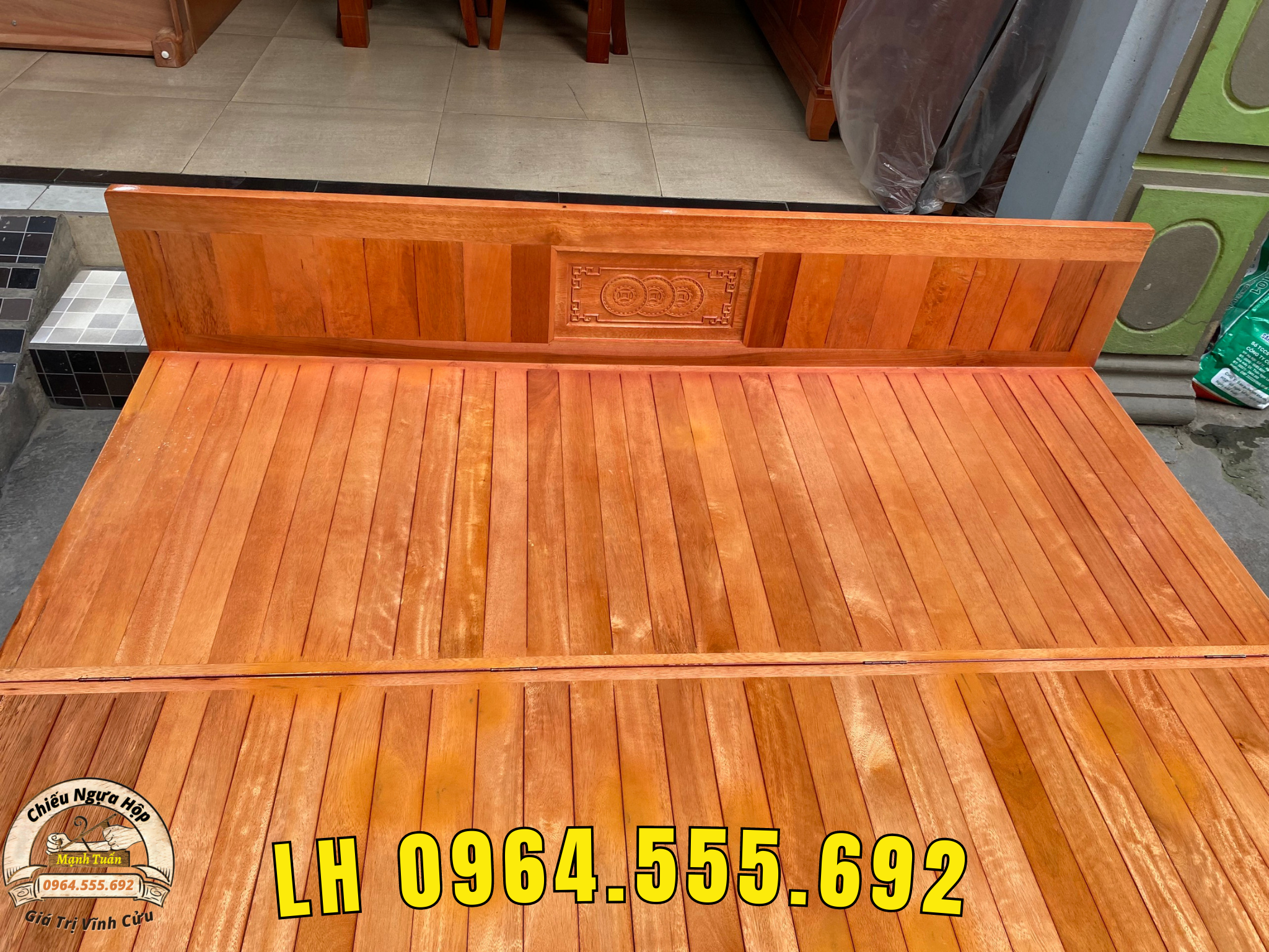 Giường Ngủ Gấp Đa Năng - Kích Thước 1m60x2m - Gỗ Hương Vàng