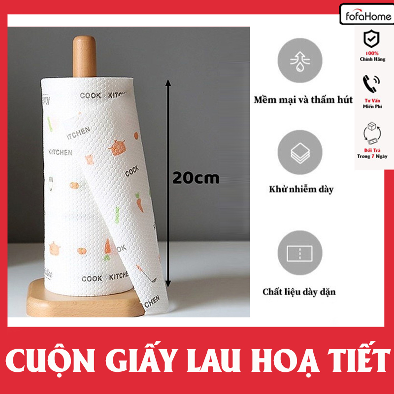 Cuộn Giấy Lau Nhà Bếp Đa Năng Có Thể Tái Sử Dụng Nhiều Lần Tiện Dụng, Tiết Kiệm Thấm Hút Nhanh