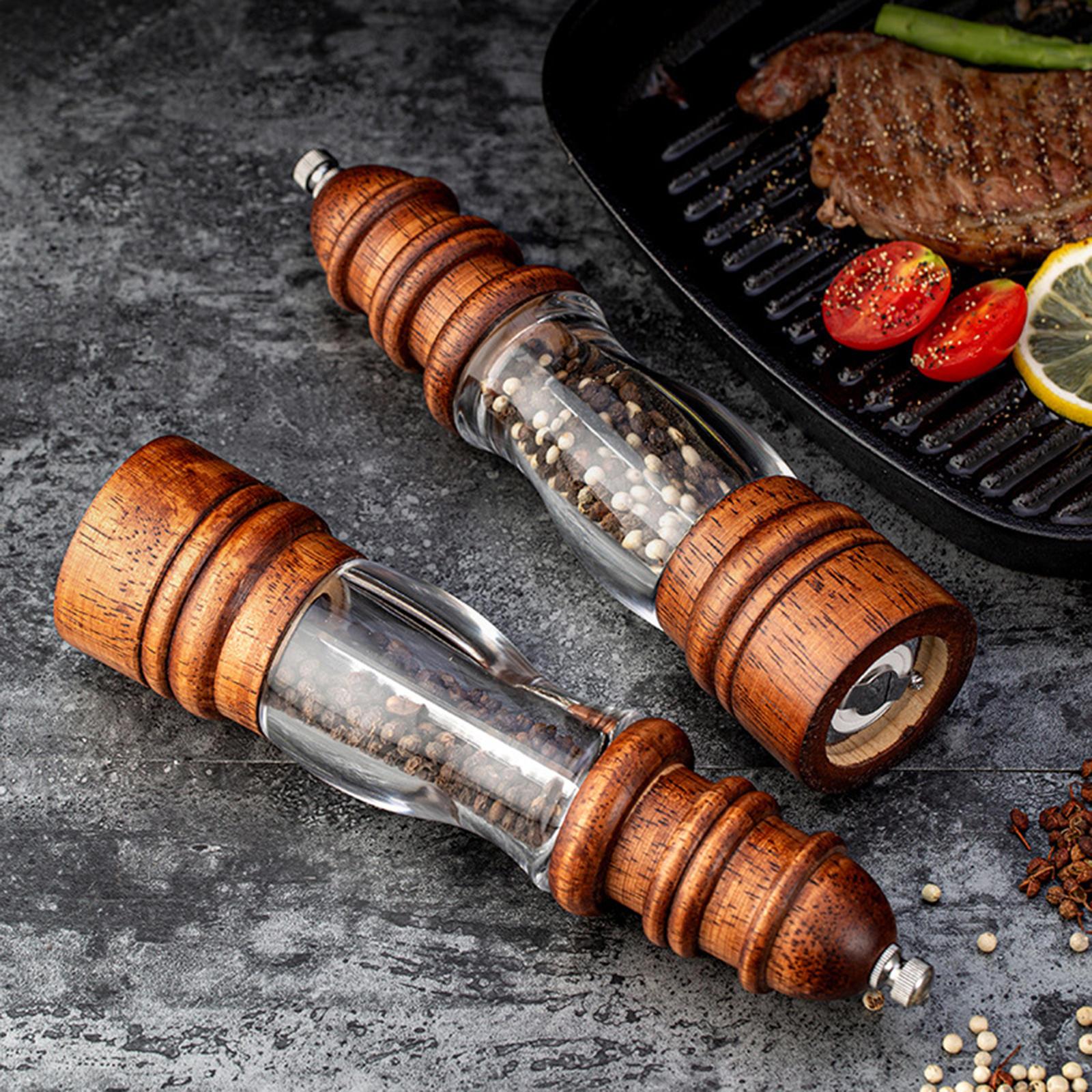 Salt and Pepper Grinder Set Refillable Salt and Pepper Shaker Mill Kit with Adjustable Coarseness Sesame Grinder Tableware Gifts 8.7 Inch Tall 2Pcs