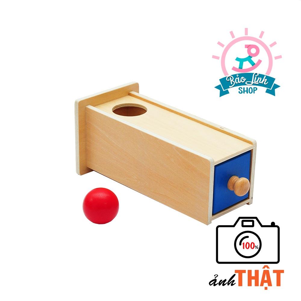 Giáo cụ Montessori 0-3 - Hộp thả bóng gỗ dài có ngăn kéo BẢN CAO CẤP cho bé 10-12 tháng tuổi phát triển trí tuệ