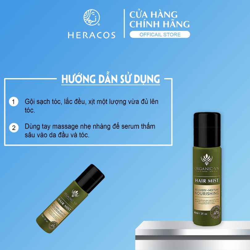 Xịt dưỡng tóc ngăn ngừa rụng tóc phục hồi tóc hư tổn khô xơ chẻ ngọn xịt tóc HERACOS