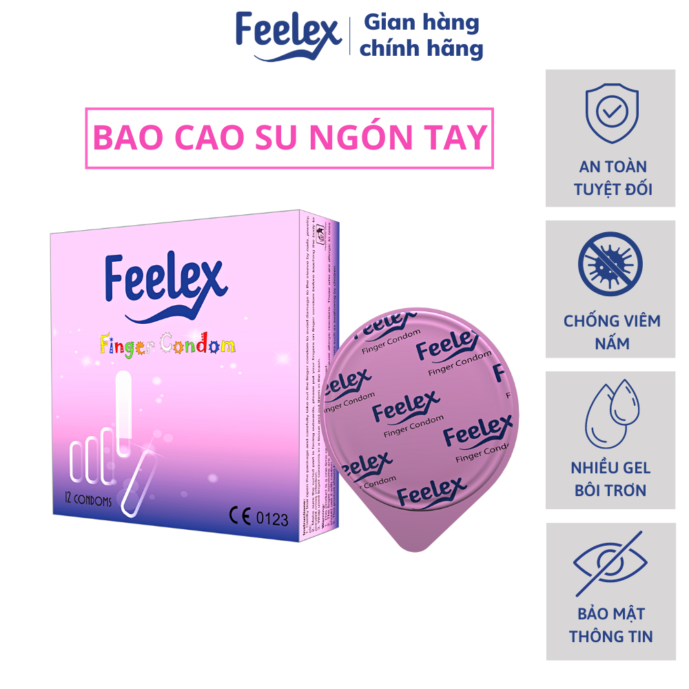 Bao cao su ngón tay Feelex Finger Condom nhiều gel hộp 12 bcs