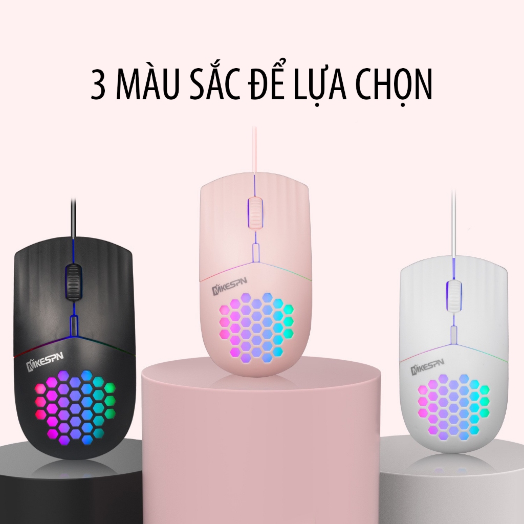 Chuột máy tính có dây giá Tốt, đèn LED RGB 1600 DPI hồng, hoạ tiết bắt mắt Dây Dài Thiết Kế Ôm Tay Thuận Cả 2 Tay Văn Phòng USB Cho Máy Tính Laptop Tivi - Hàng Nhập Khẩu
