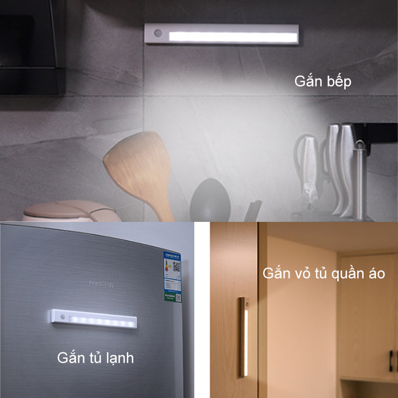 Đèn led cảm biến hồng ngoại D302A gắn tủ quần áo, bếp, gường, hành lang, cửa phòng, kho