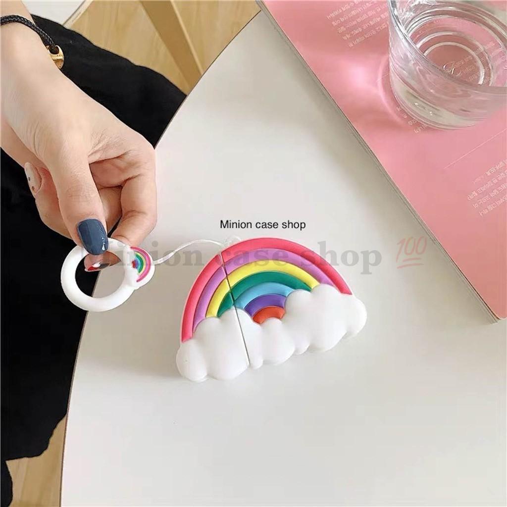 Hình ảnh Bao Case Ốp dành cho airpod 1 và 2, tai nghe bluetooth i11,i12, i100, i9s... silicon 3D Rainbow cao cấp