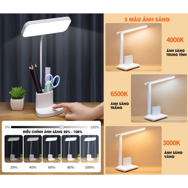 Đèn học để bàn tích điện ALOKA , đèn đọc sách TLDL - PYE bảo vệ mắt chống cận cảm ứng 3 chế độ sáng sạc pin tiện lợi- GIa Dụng An TÂm