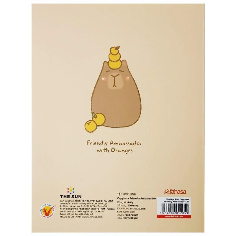 [MUA 5 TẶNG 1] Tập Học Sinh Capybara - 4 Ô Ly - 200 Trang 70gsm - The Sun - Mẫu 1
