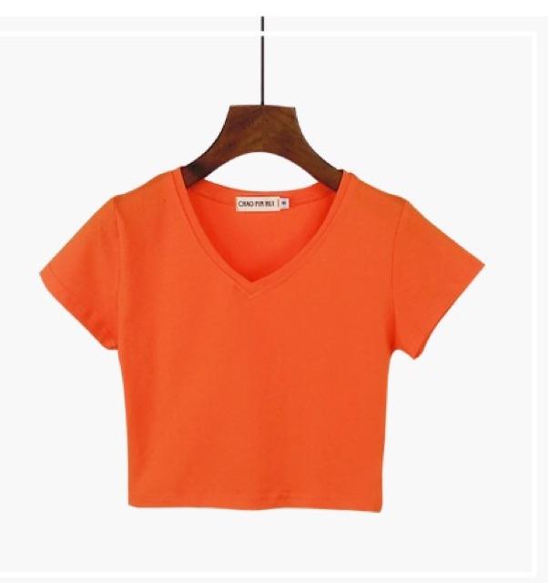 Áo thun tay ngắn body cô tim croptop