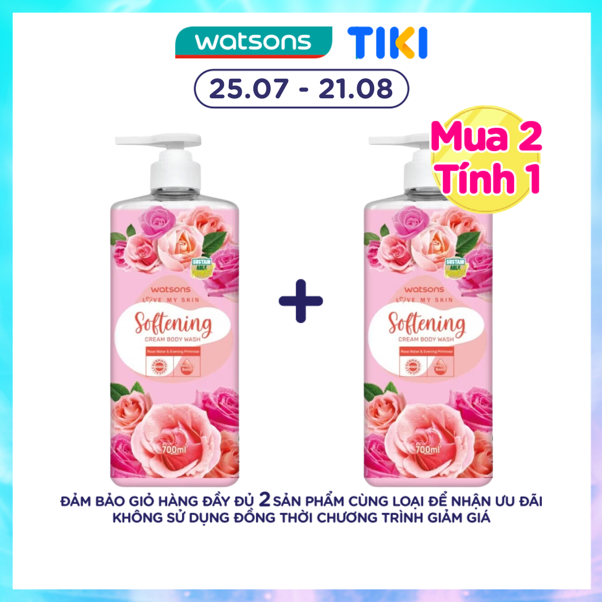 Kem Tắm Watsons Love My Skin Softening Cream Body Wash 700ml