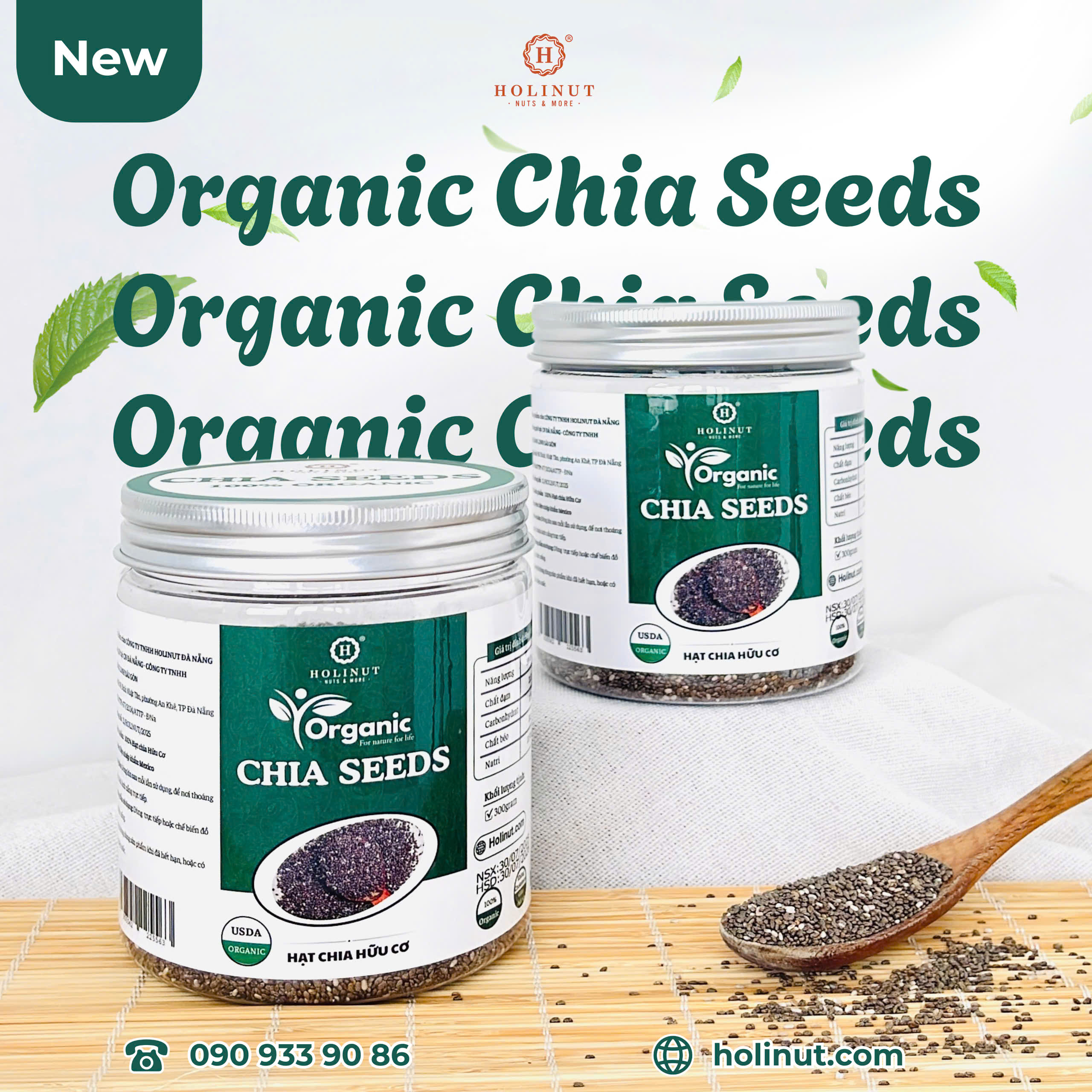 Hạt Chia Hữu Cơ - Organic Chia Seeds/ Thương hiệu Holinut