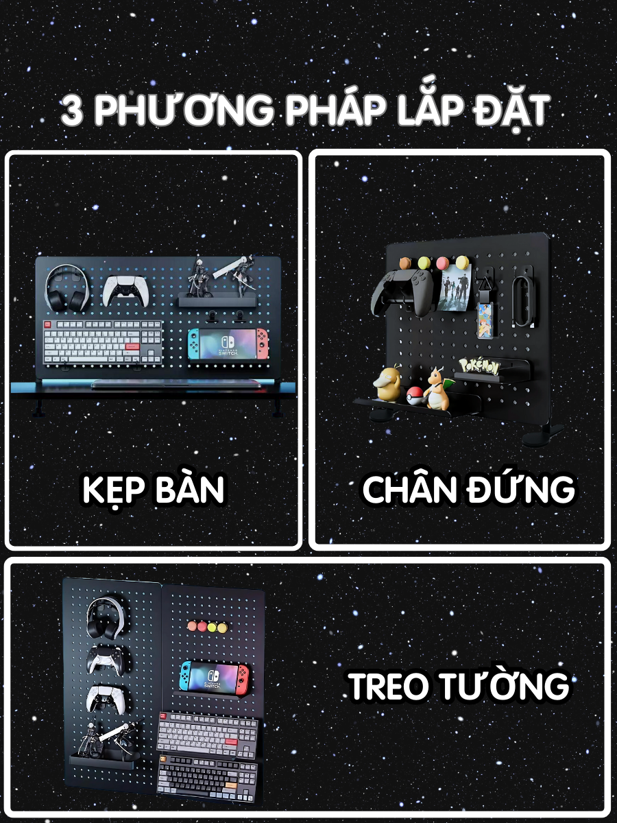 Bảng lỗ Pegboard decor gaming Dola Home để bàn phím, tay cầm chơi game, mô hình anime, setup bàn làm việc gọn gàng phong cách chất - Hàng Việt Nam chính hãng chất lượng cao