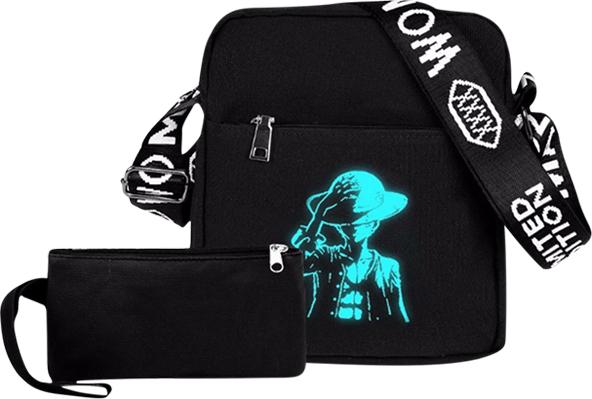 Túi Đeo Chéo Dạ Quang Hình Luffy + Ví