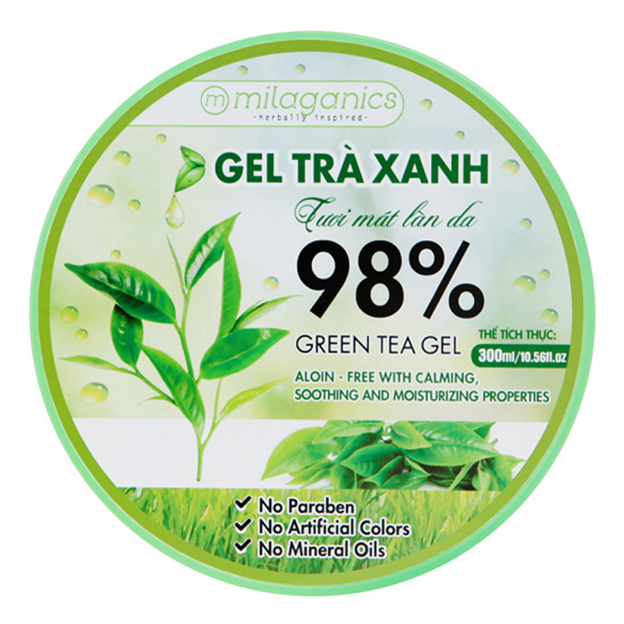 Combo Gel Trà Xanh + Gel Nha Đam Tươi Mát Làn Da Milaganics (300ml / Hộp)