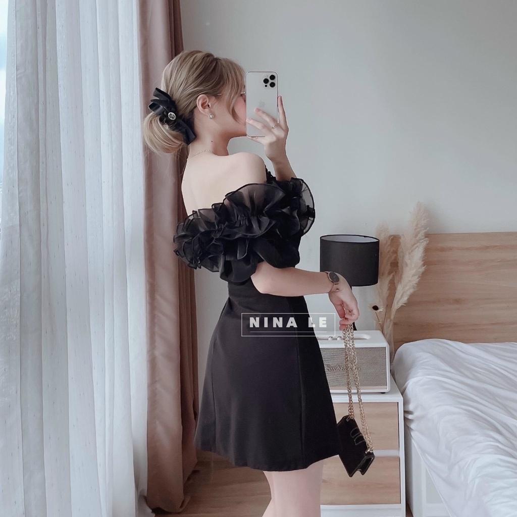 Váy đầm nữ body kiểu trễ vai phối bèo tầng dễ thương