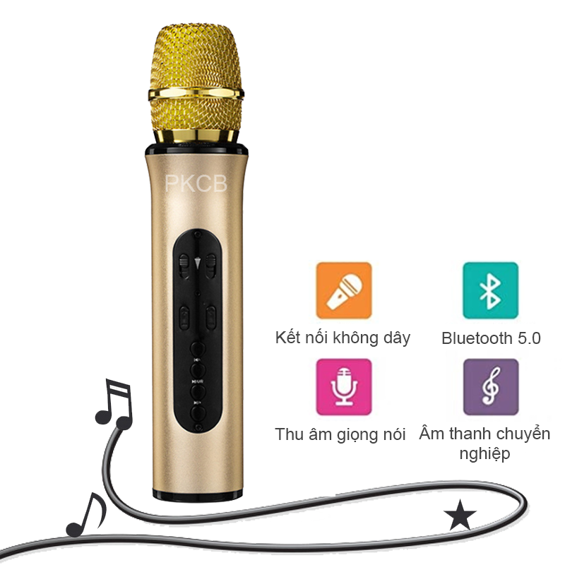 Micro Karaoke Bluetooth Hát Trực Tiếp Không Cần Loa Chất Lượng Âm Thanh Chuyên Nghiệp - Hàng Chính Hãng PKCB