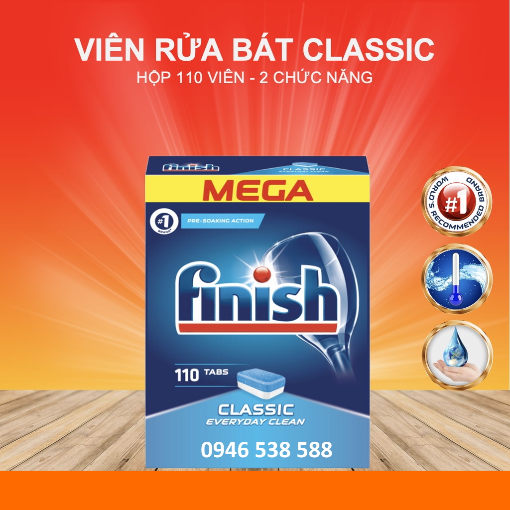 Viên rửa bát Finish All in one 120 viên made in EU, viên finish all in 1 hộp 120 tabs với 6 chức năng trong 1 viên,  viên rửa chén finish 90 viên - viên finish 110 viên - viên finish 100 viên, vienruabat 120V