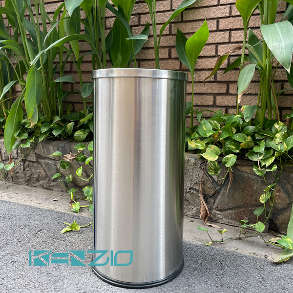 Thùng rác INOX nắp lật xoay KENZIO màu INOX K-A35-F