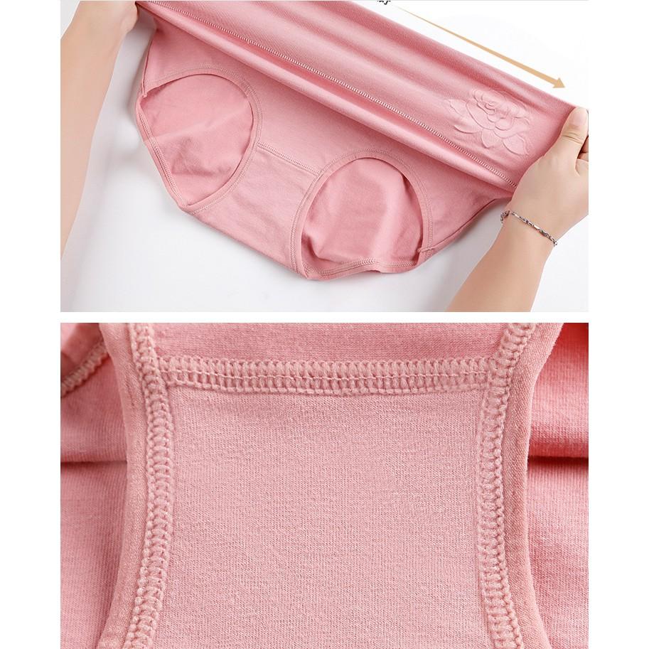 Quần Lót Nữ Cotton kháng Khuẩn Cạp Cao Hoa Nổi Xuất Hàn Hàng Loại Đẹp.