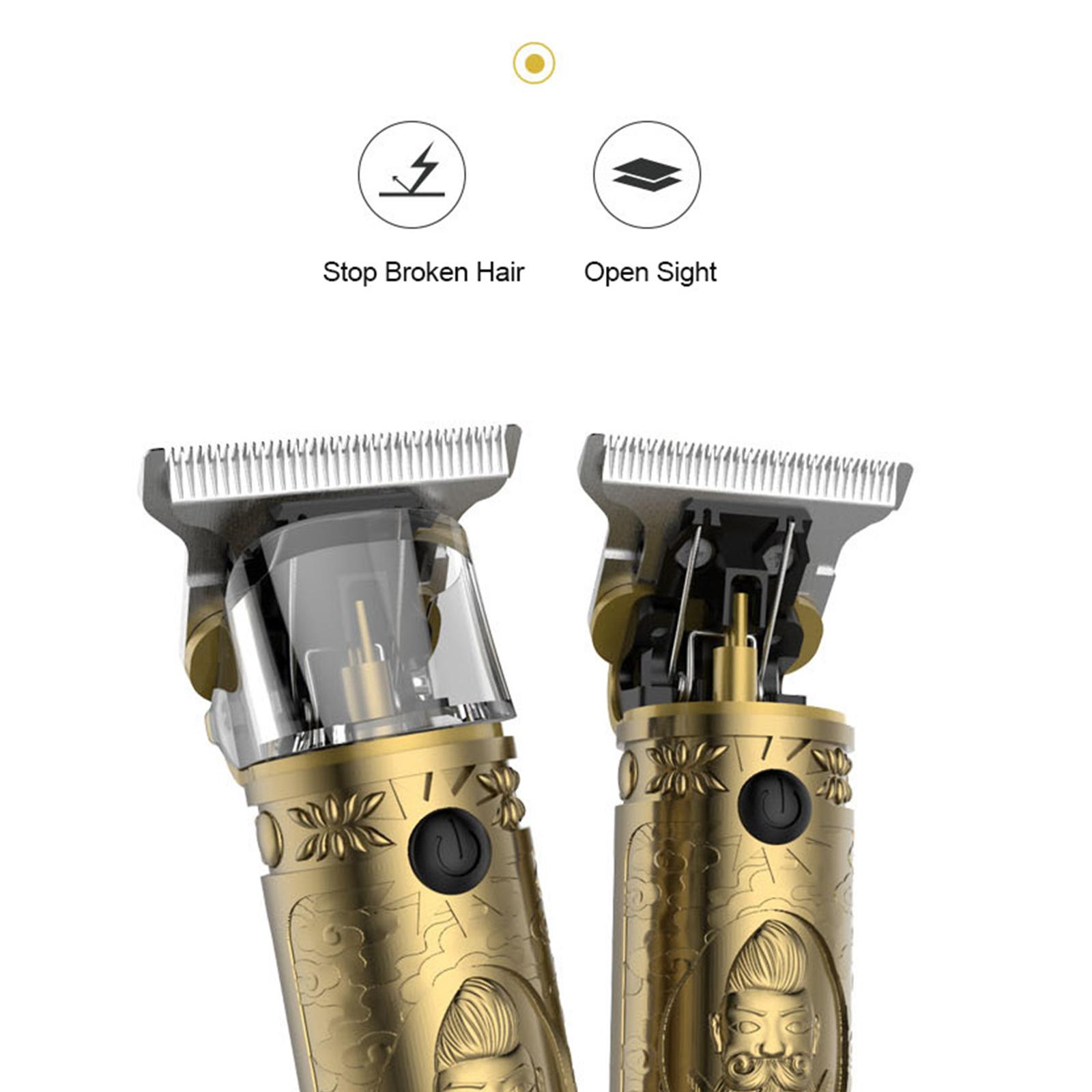 Cordless Barber Clipper Hair Cutting Kit Beard Trimmer Haircut Grooming Set T-Blade Trimmer USB Electric Beard Trimmer