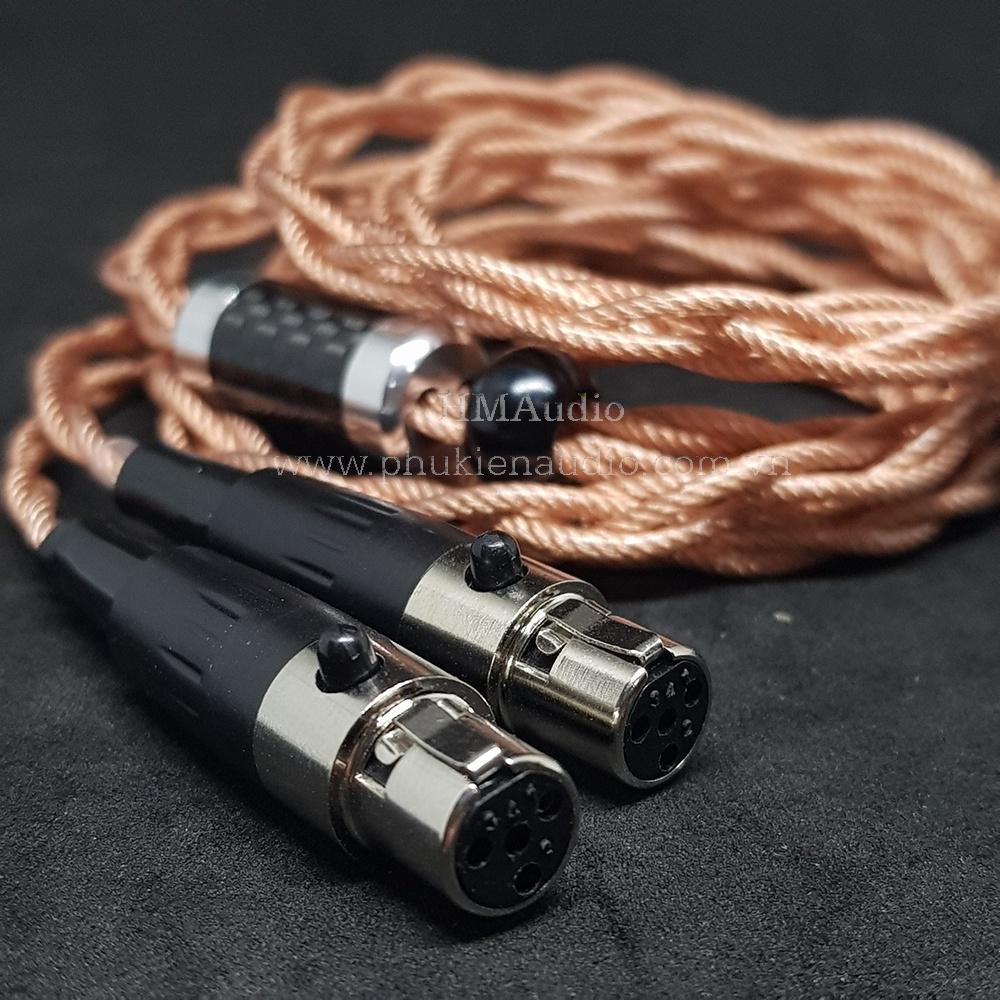 Dây tai nghe đồng OFC 1.8mm tết 4 - Connector miniXLR 4Pin - Dùng cho tai nghe LCD-2/3/4