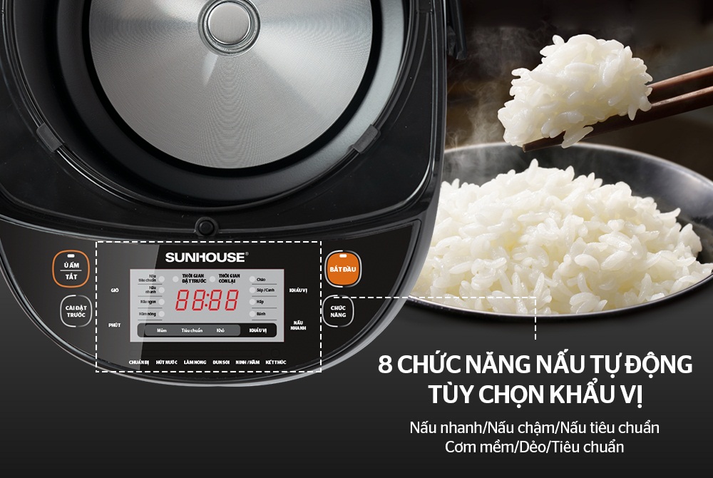 Nồi Cơm Điện Tử  Sunhouse SHD8907B (1.8 Lít) - Hàng Chính Hãng