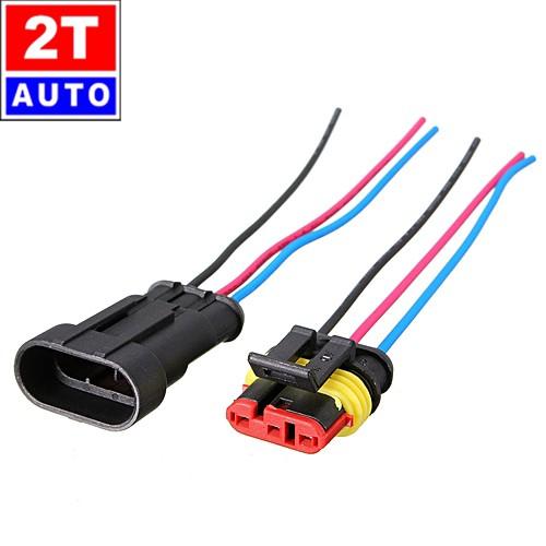 Đầu cút jack giắc nối dây điện 3 chân chống nước dùng cho xe máy xe hơi ô tô