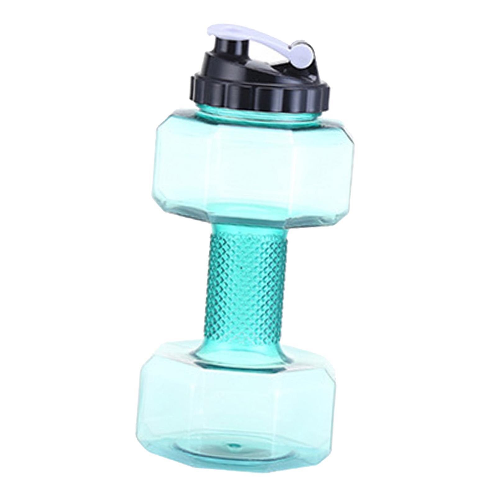 2x Dumbbell Bottle,Large Durable Portable Water Bottle Clear Camping Kettle Jug Cycling Barbell