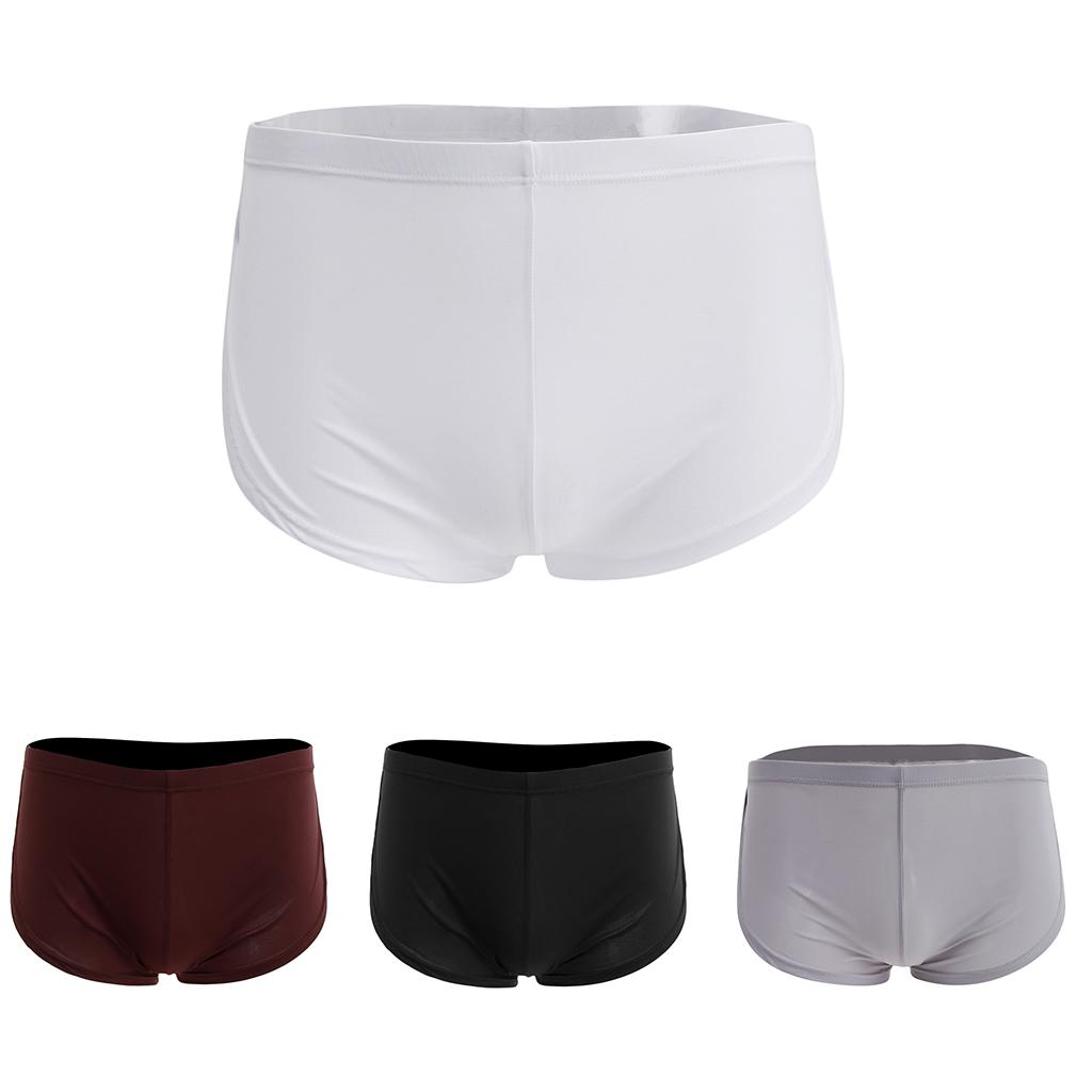 Soft Comfy Mens Side Split Solid Briefs Bulge Pouch Boxers Low Rise Sports Home Underwear Panties