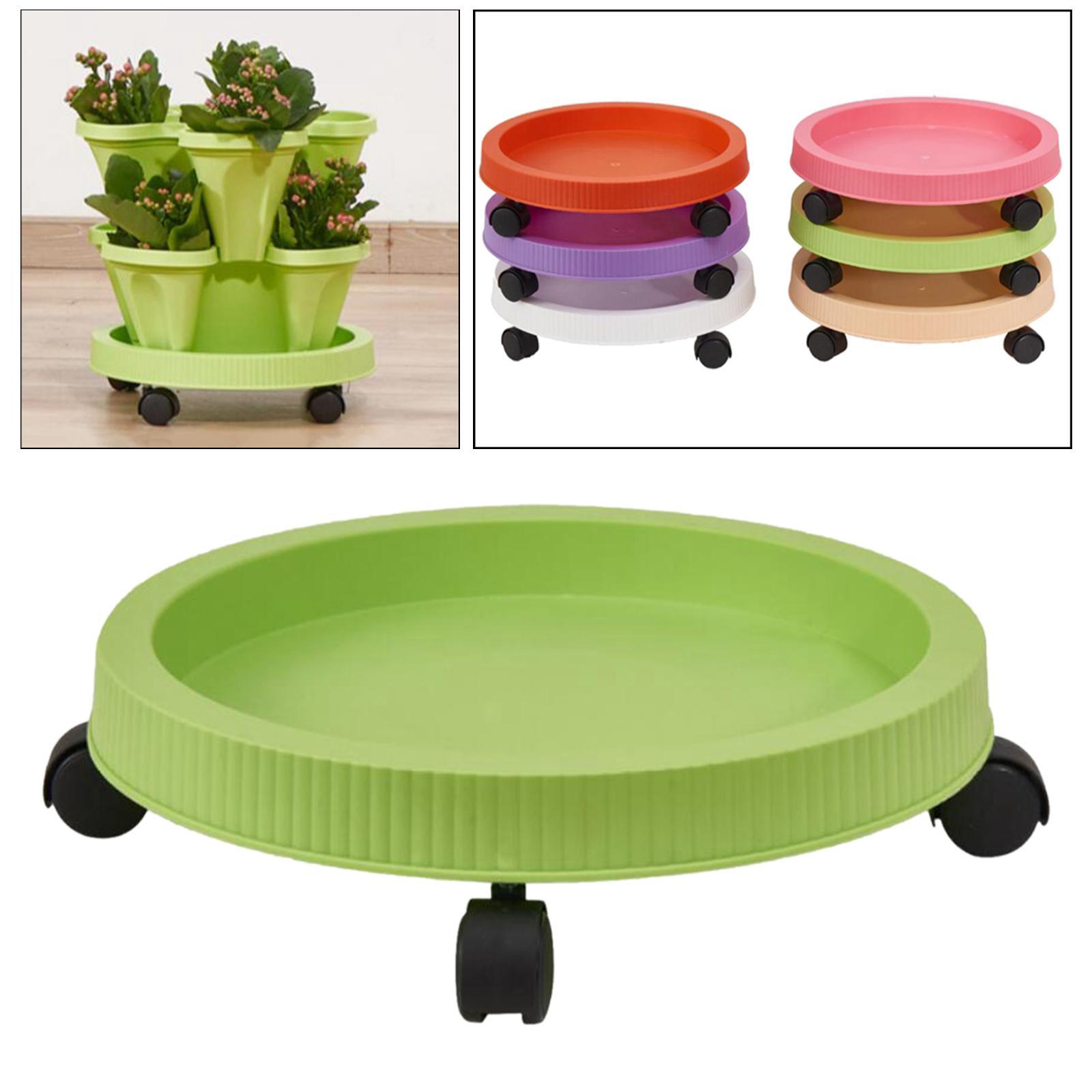 Rolling Flower Pot Tray with Wheels Plant Saucer Potted Flower