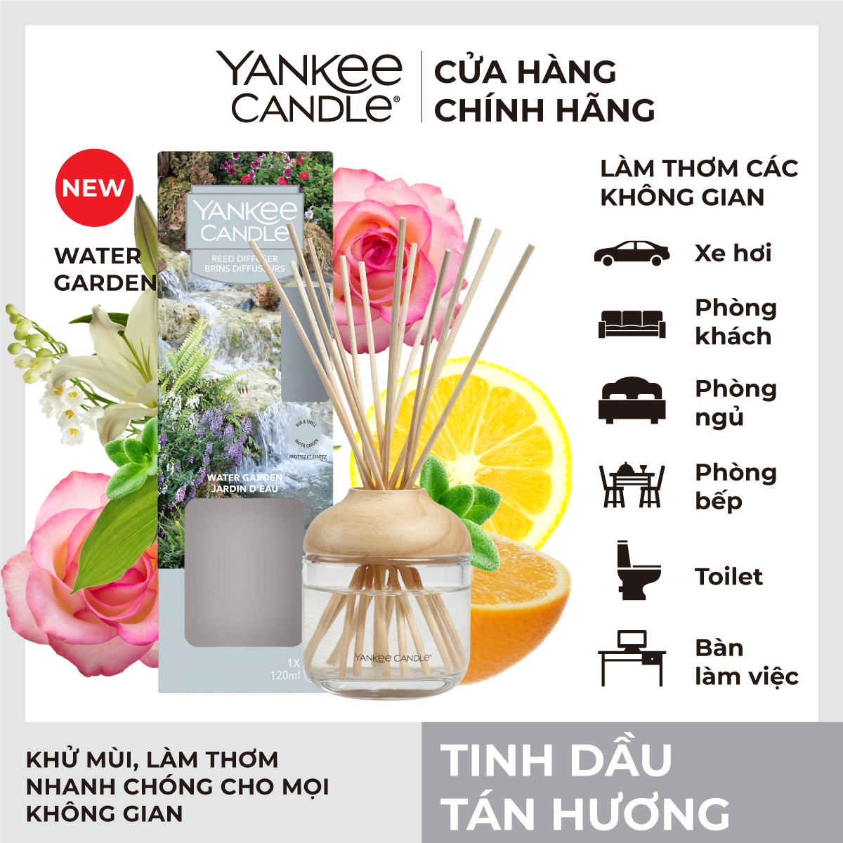 Tinh dầu tán hương Yankee Candle - Water Garden (120ml)