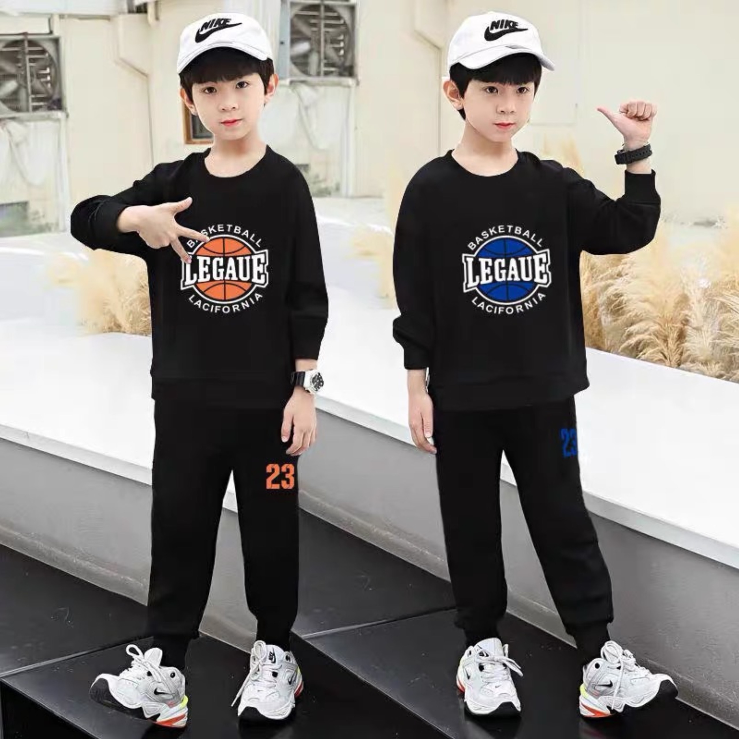 Bộ quần áo nỉ thu đông, Set đồ bộ "LEGAUE" 14-45kg cho bé trai 4-15 tuổi. Năng động, thoải mái. B45