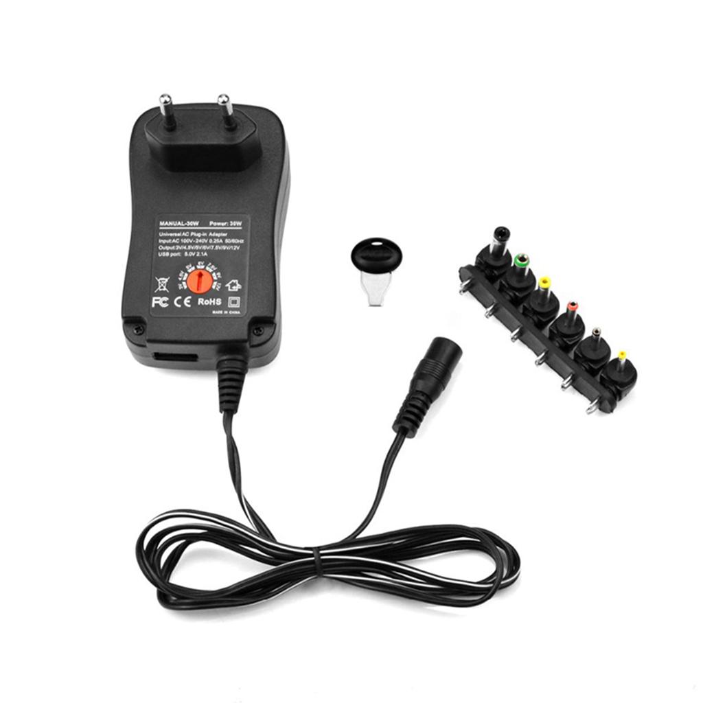 New 2.1A 30W 3V 4.5V 5V 6V 7.5V 9V 12V AC DC Charger USB Port Supply