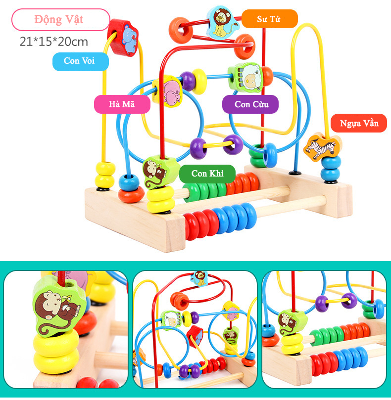 Đồ Chơi Gỗ Đồ Chơi Luồn Hạt - Đồ Chơi Thông Minh Cho Bé